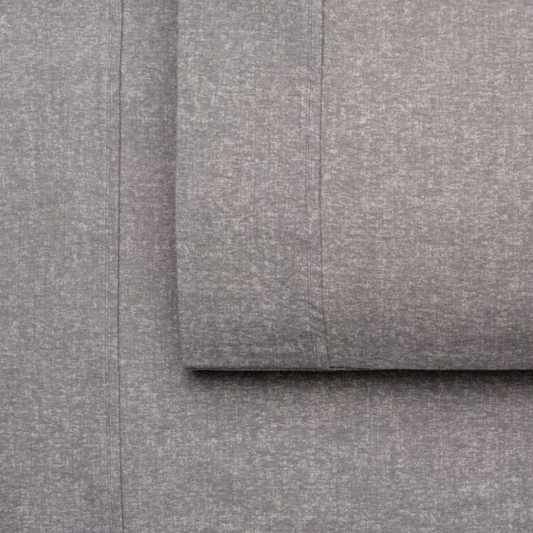 KOO Flannelette Printed Grey Marle Sheet Set Grey Marle