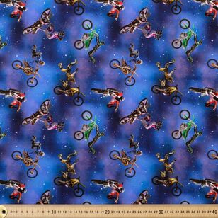 Motocross #2 Printed 112 cm Cotton Fabric Blue 112 cm