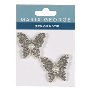 Maria George Jewel Butterflys #1 Sew On Motif Silver