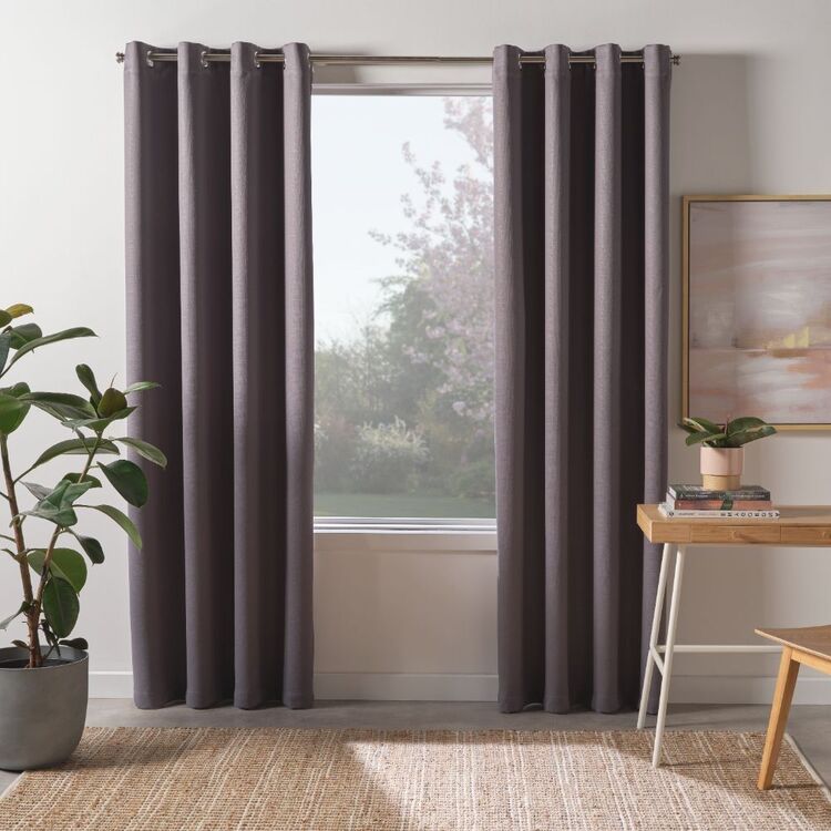 Emerald Hill Bryce Eyelet Triple Weave Curtains Charcoal