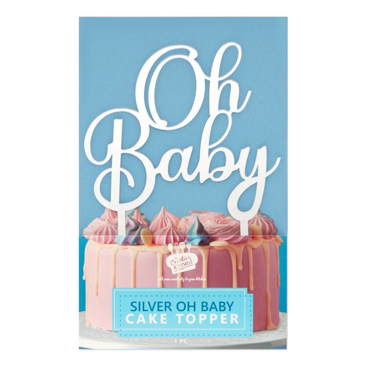 Creative Kitchen Silver Oh Baby Cake Topper