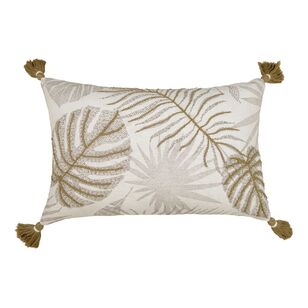 KOO Maile Embroidered Cushion Natural 40 x 60 cm
