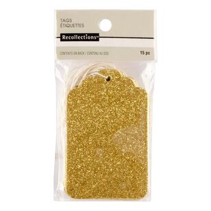 Recollections Gold Glitter Tags 15 Pack Gold Glitter