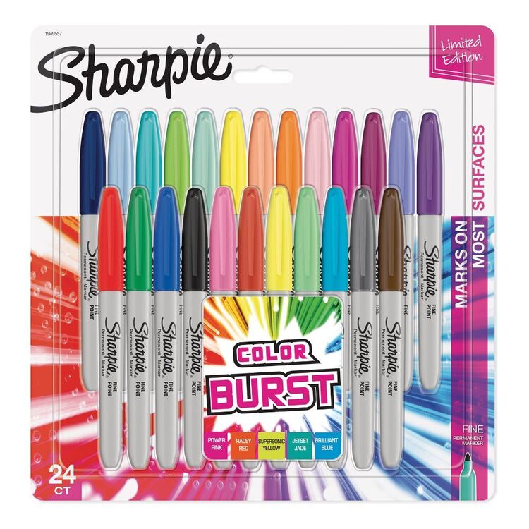 Sharpie Fine Point Colour Burst Permanent Marker 24 Pack Colourburst