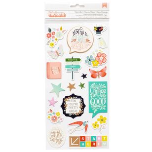 American Crafts Pink Paislee Fresh Start Icon Stickers Multicoloured
