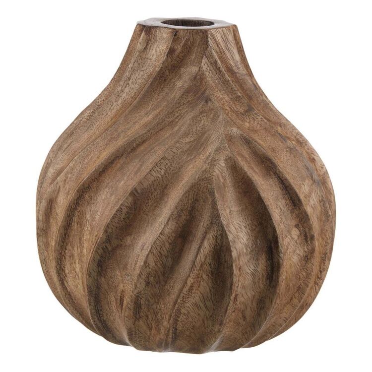 Bouclair Earthy Blues Wood Carved Bud Vase