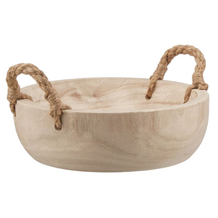 Bouclair Ochre Influence Wooden Bowl With Rope