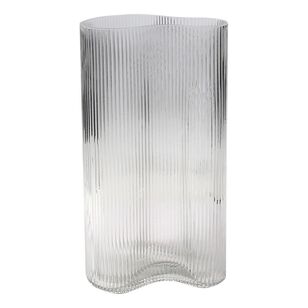 Ombre Home Ivy Ribbed Clear Glass Vase Clear 16.3 x 10.7 x 30 cm