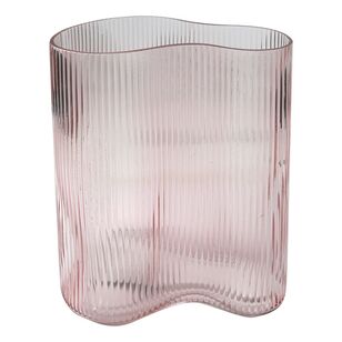 Ombre Home Ivy Ribbed Pink Glass Vase Pink 18.7 x 12.2 x 20.5 cm