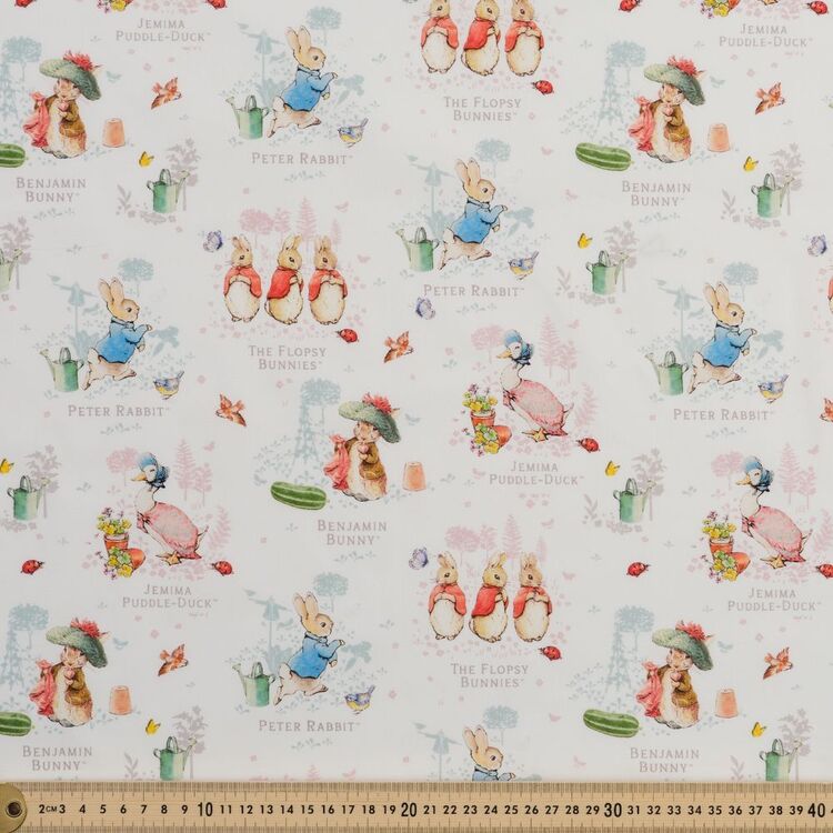 Peter Rabbit & Friends White 150 cm Printed Cotton Sheeting White 150 cm