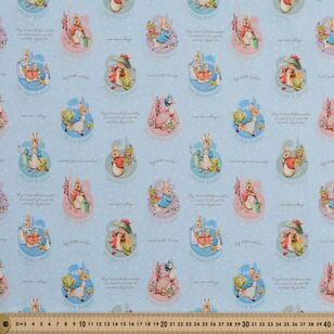 Peter Rabbit Story Friends 150 cm Printed Cotton Sheeting Blue 150 cm