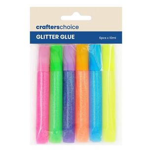 Crafter's Choice Craft Glitter Glue 6 Pack Multicoloured