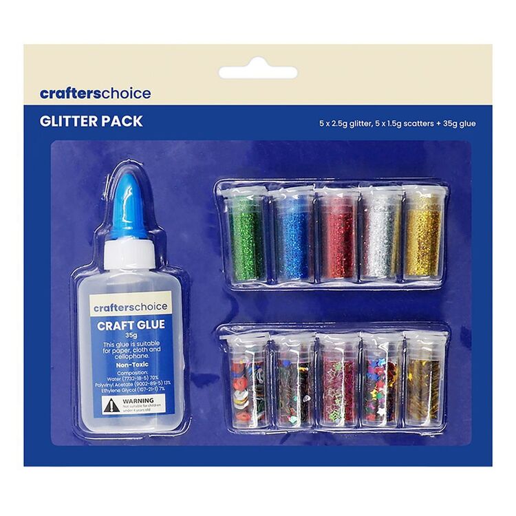 Crafter's Choice Mixed Glitter & Scatter Set With Glue