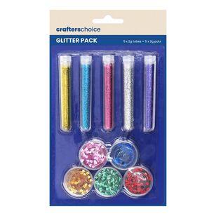 Crafter's Choice Mixed Glitter & Scatter Set 10 Pack Multicoloured