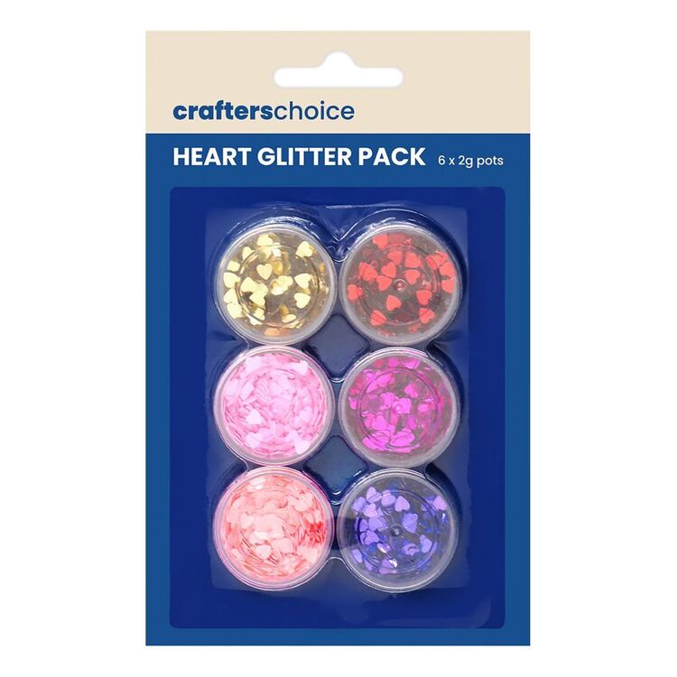 Crafter's Choice Heart Glitter 6 Pack Hearts