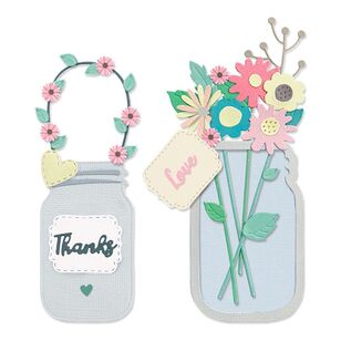 Sizzix Lisa Jones Jar Of Flowers Thinlits 17 Pack Jar Of Flowers