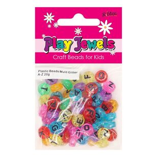 Ribtex Alphabet Plastic Glitter Beads Multicoloured 20 g