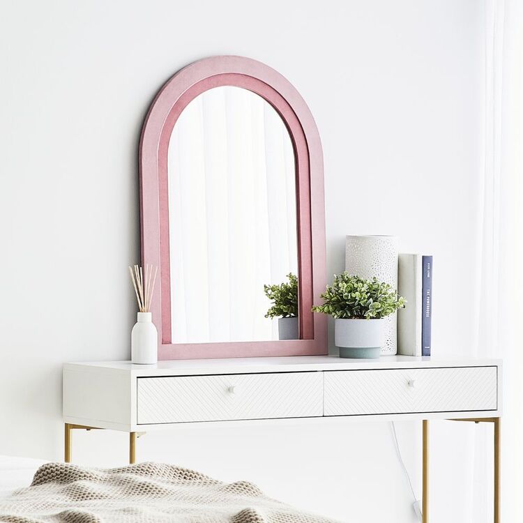 Cooper & Co Velvet Arched Mirror Pink 50 x 70 cm
