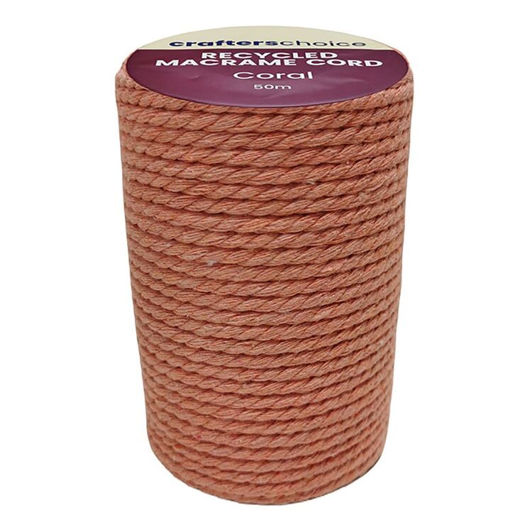 Crafters Choice Recycled Twist Macramé Cord Coral 50 m