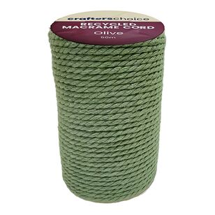 Crafters Choice Recycled Twist Macramé Cord Olive 50 m
