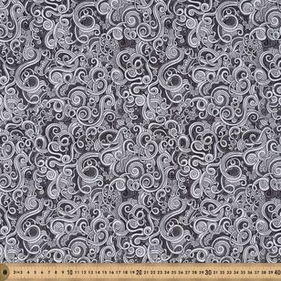 Swirly 112 cm Blender Cotton Fabric Black & White 112 cm
