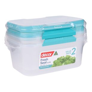 Décor Fresh Seal Clips Oblong Containers 2 Pack Clear 3 L