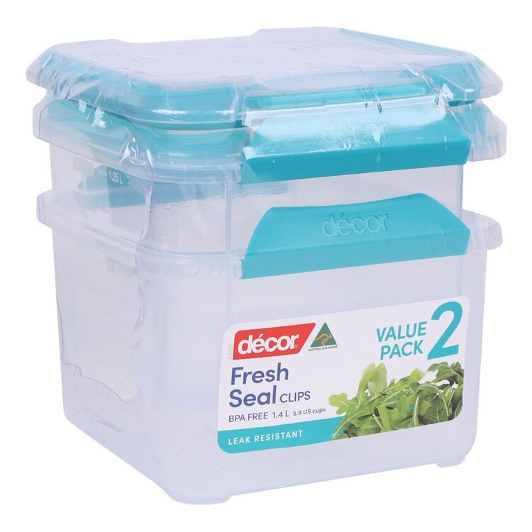 Décor Fresh Seal Clips Square Containers 2 Pack