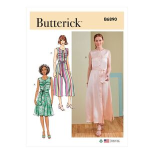Butterick Sewing Pattern B6890 Misses' Dress, Jumpsuit & Sash White