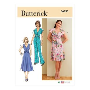 Butterick Sewing Pattern B6893 Misses' Dress & Jumpsuit White