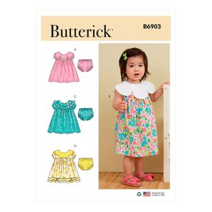 Butterick Sewing Pattern B6903 Infants' Dress & Bloomers White NB - X Large