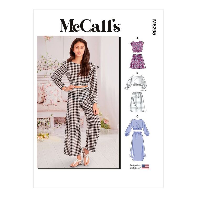 McCall's Sewing Pattern M8295 Girls' Tops, Skirts, Shorts & Pants White 7 - 16