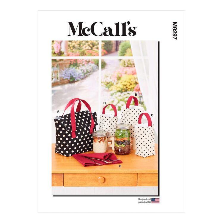McCall's Sewing Pattern M8297 Lunch Bag, Glass Jar Sacks & Napkin