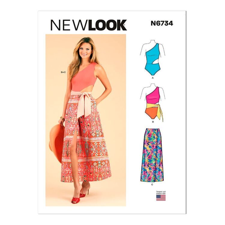 New Look Sewing Pattern N6734 Misses' Swimsuit & Wrap Skirt