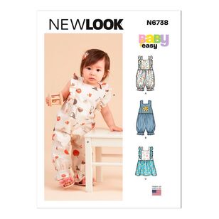 New Look Sewing Pattern N6738 Babies' Rompers & Dress White NB - Large