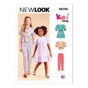 New Look Sewing Pattern N6739 Children's & Girls' Dress, Top & Pants White 3 - 14