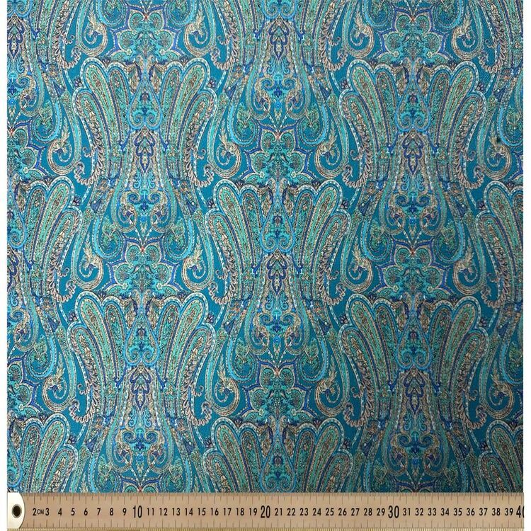 Paisley 135 cm Cumbria Stretch Crepe Fabric Peacock 135 cm