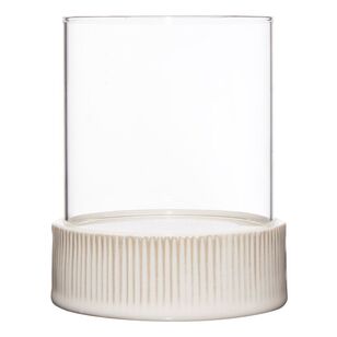 Bouclair Global Gallery Ceramic Ribbed Candleholder White 10.5 x 14 cm