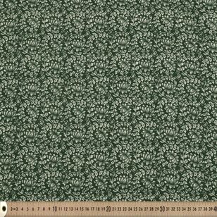 Vines Printed 145 cm Olympia Satin Crepe Fabric Emerald 145 cm