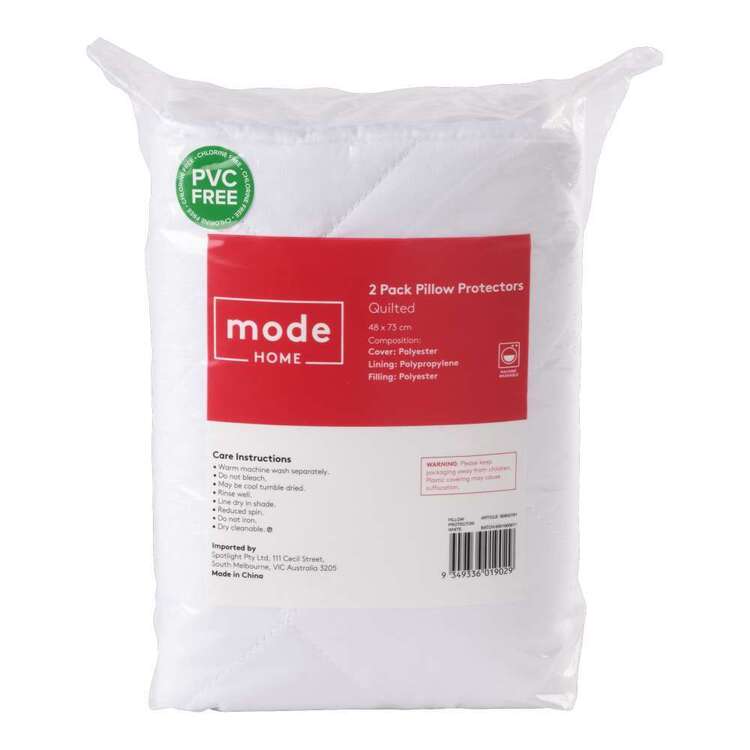 Mode Home Quilted Pillow Protector 2 Pack White Standard