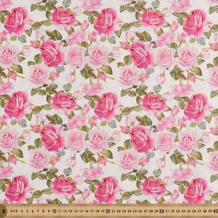 Real Roses 112 cm Cotton Fabric White 112 cm