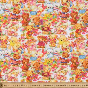 Teddybears Picnic 112 cm Cotton Fabric Multicoloured 112 cm