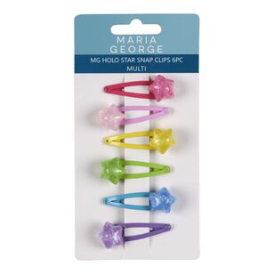 Maria George Holo Star Snap Clips 6 Pack Multicoloured