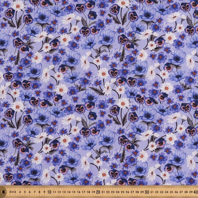Daphne Floral Pansies 112 cm Cotton Fabric