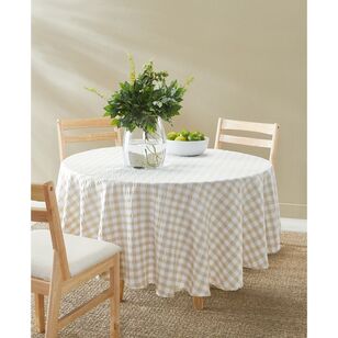 KOO Elsa Round Tablecloth Taupe & White 180 cm Round