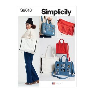 Simplicity Sewing Pattern S9618 Tote Bags White One Size