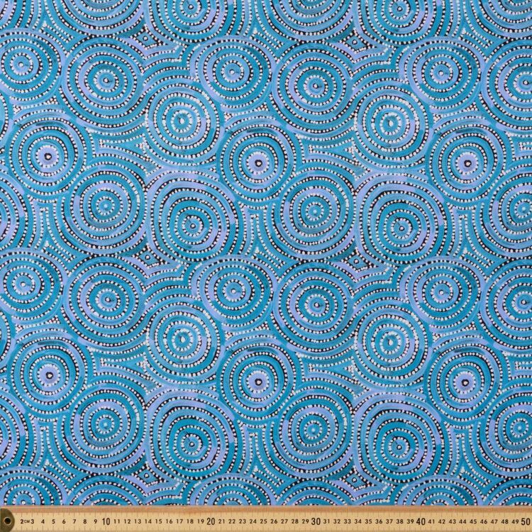 Warlukurlangu Mina Mina Dreaming #2 112 cm Cotton Fabric Aqua 112 cm