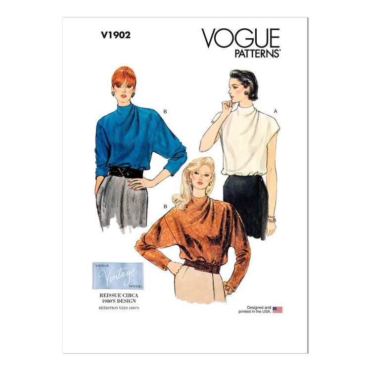 Vogue Sewing Pattern V1902 Misses' Vintage Blouse
