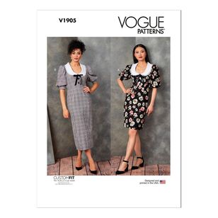 Vogue Sewing Pattern V1905 Misses' Custom Fit Dress with A, B, C, D Cup Sizes White