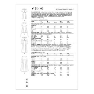 Vogue Sewing Pattern V1908 Misses' Dress White Small - XX Large