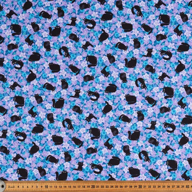 Meow Tossed Cats Flowerbed 112 cm Cotton Fabric